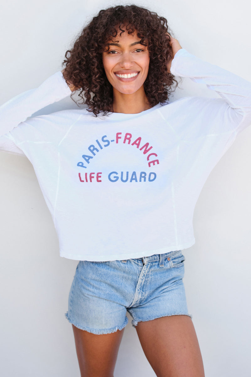 Sundry Life Guard Dolman Sleeve Tee in White-3/4v front
