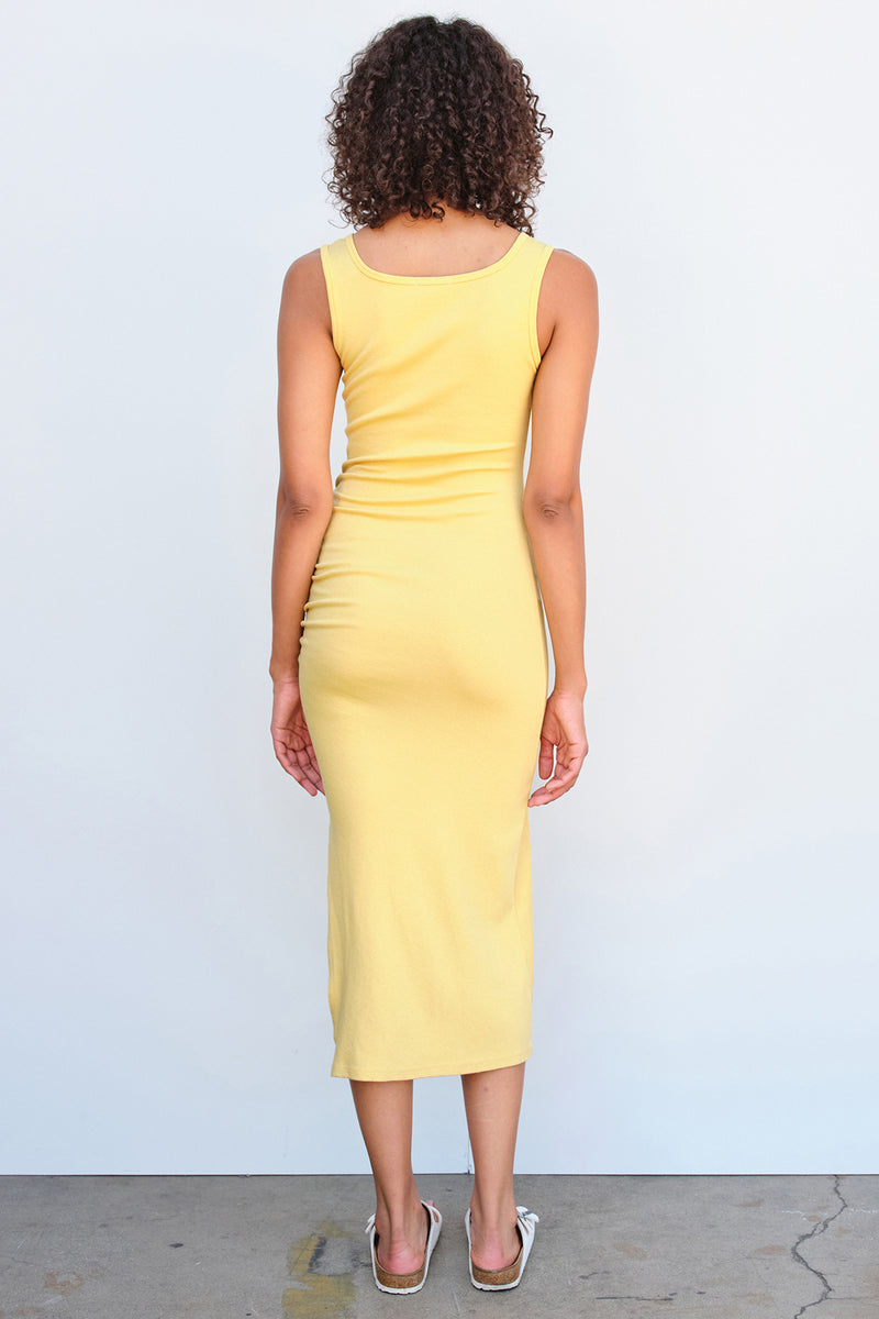 Sundry Midi Tank Dress with Slit in Gold - Bailey/44