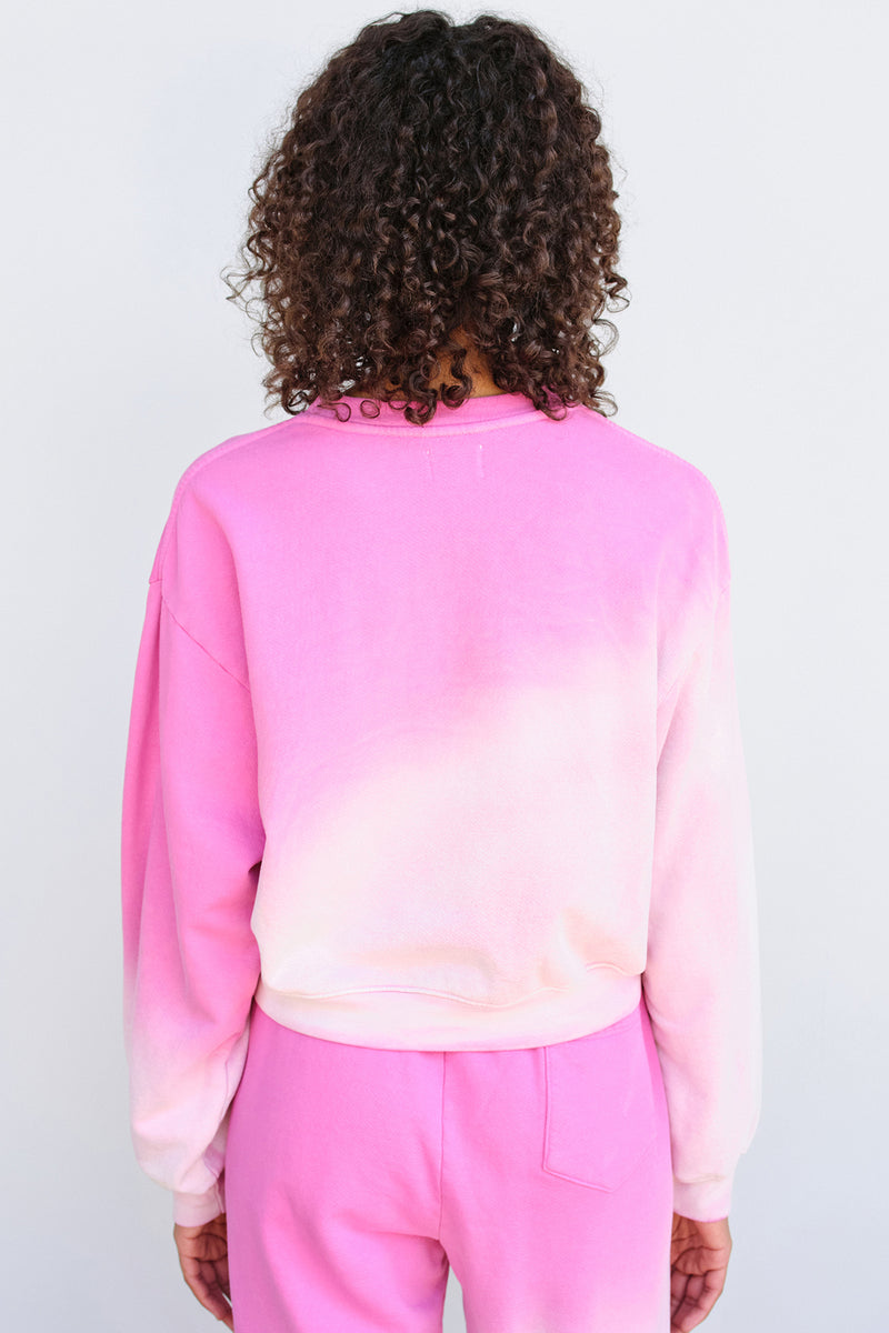 Sundry Cropped Sweatshirt in Flamingo Ombre-back