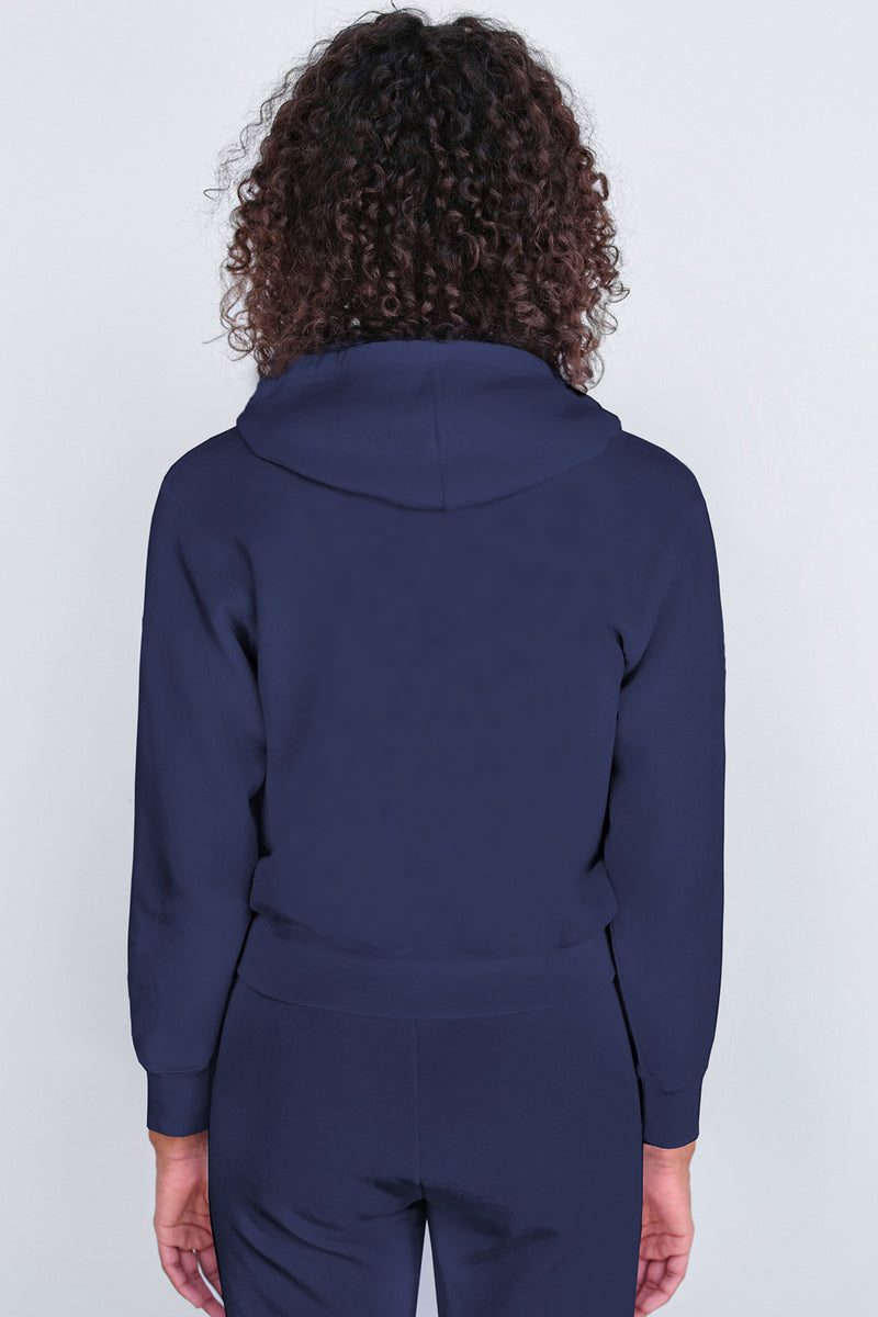 Sundry Zip Hoodie with Pockets in Navy-back