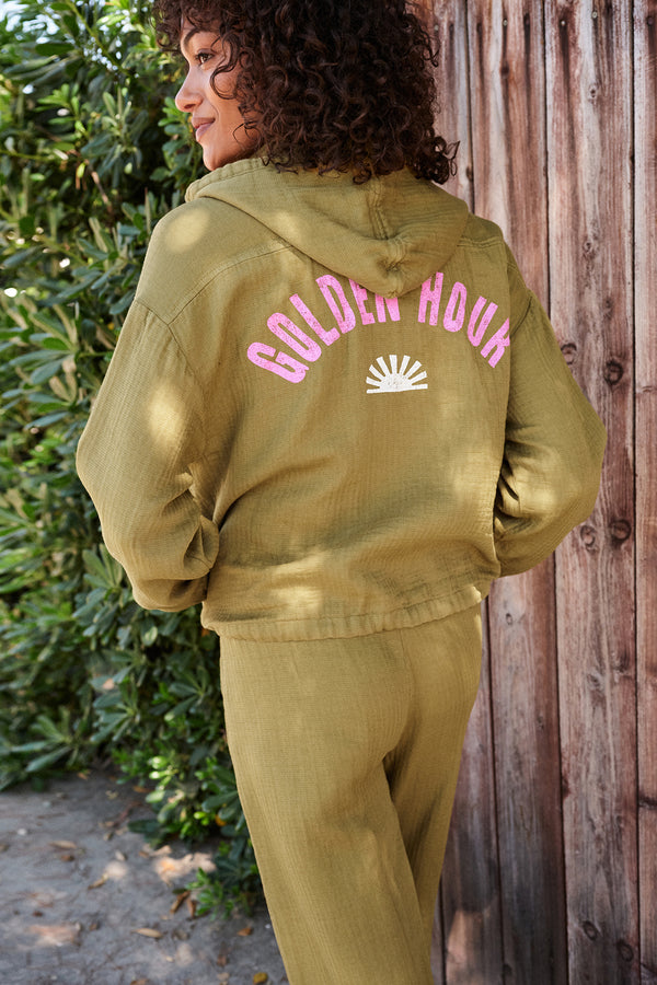 Sundry Golden Hour Hoodie in Olive-campiagn image 