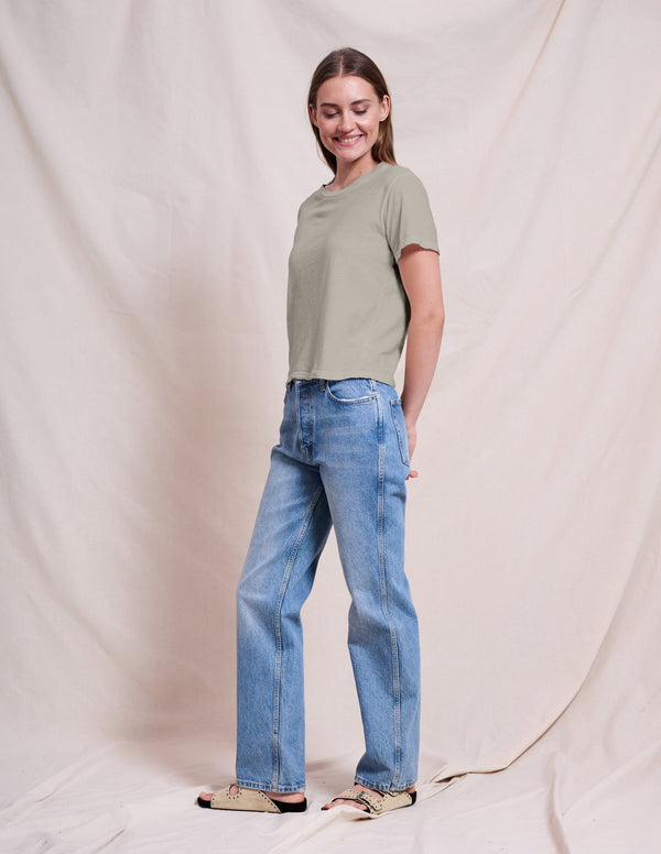 Sundry Crew Neck Tee in Olive Oil