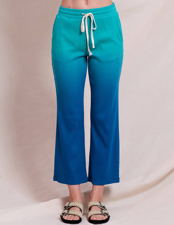 Sundry Rib Lounge Crop Flare in Spring Green