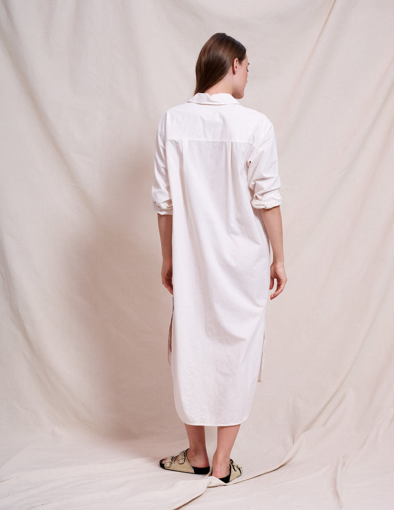 Sundry Midi Easy Shirt Dress in Optic White