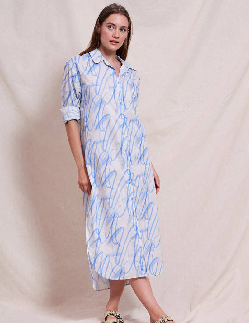 Sundry Midi Easy Shirt Dress in Icicle