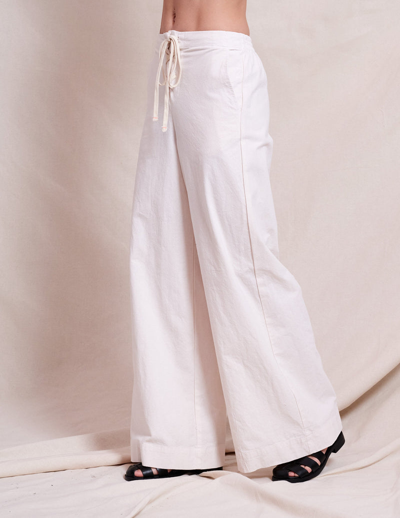 Sundry Lace Up Wide Leg Pant in Oyster