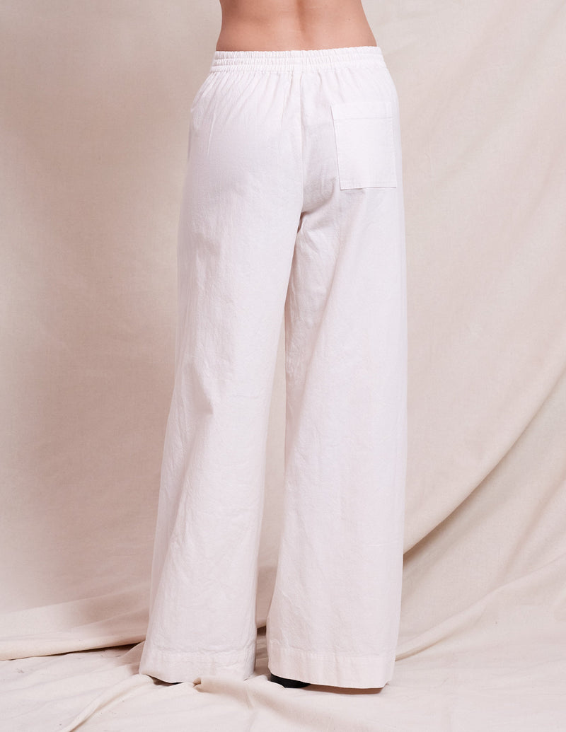 Sundry Lace Up Wide Leg Pant in Oyster