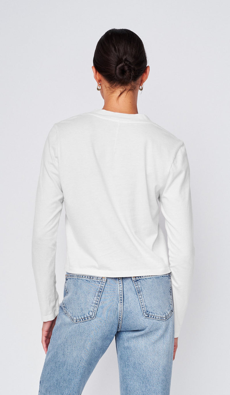 Cloud Jersey Long Sleeve V-Neck Tee in White