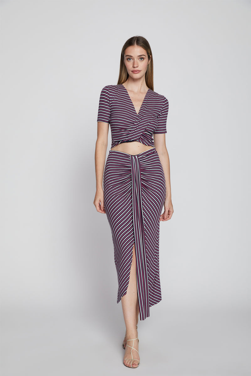 Bailey 44 Reva Stripe Top in Deep Sea Stripe-one foot in front of other