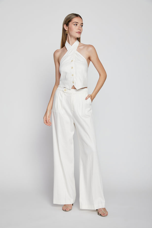 Bailey 44 Cleo Twill Pants in Creme-full view model looking away