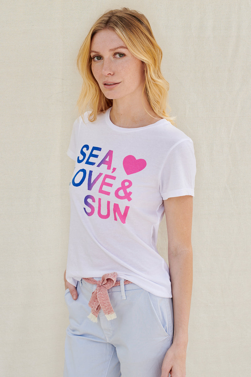Sundry Sea Love and Sun Tee in White-side view