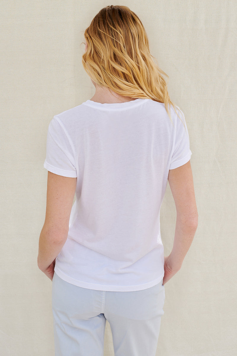 Sundry Sea Love and Sun Tee in White-back view