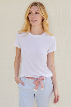 Sundry Tee in White-3/4 front view