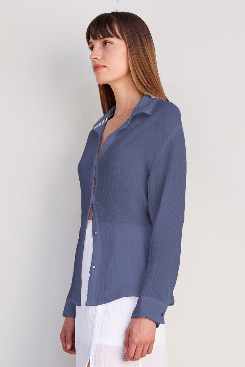 Sundry Long Sleeve Button Down in Navy