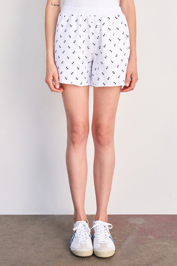 Sundry Anchor Print Shorts in White