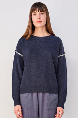 Sundry Oversized Sweater in Navy/White