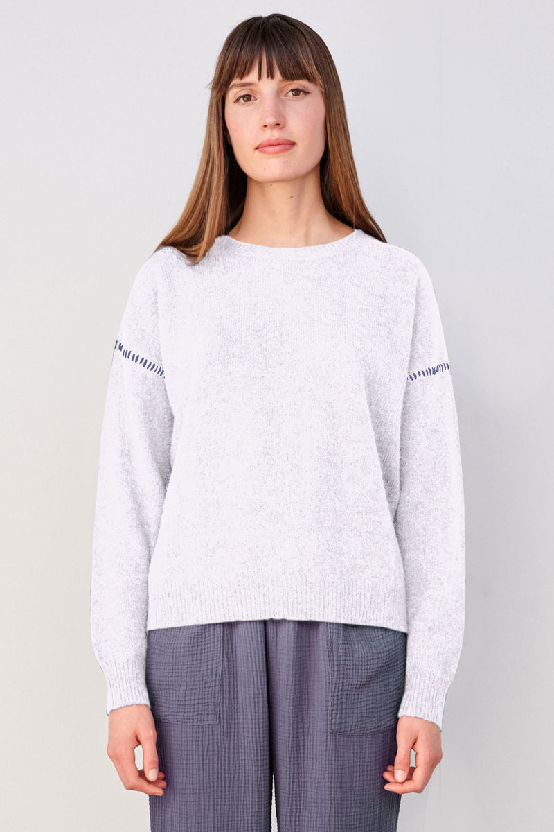 Sundry Oversized Sweater in White/Navy