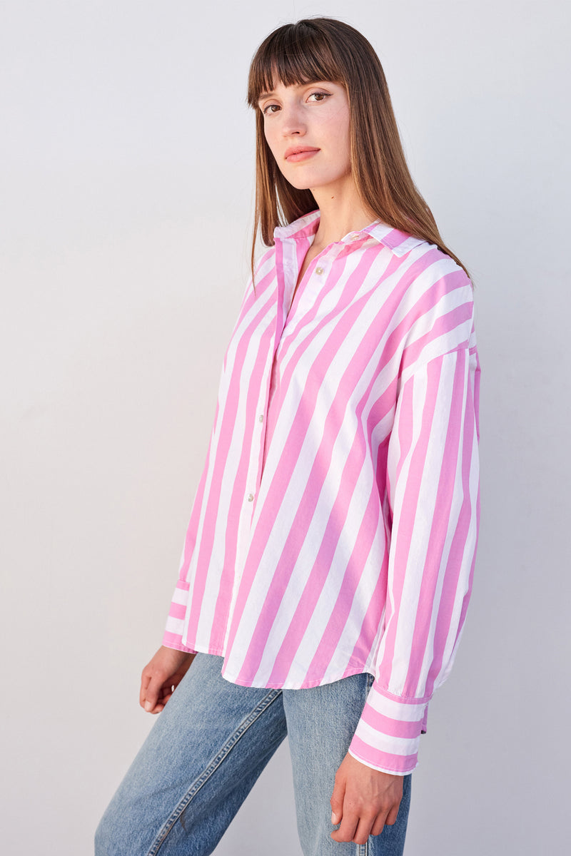 Sundry Candy Striped Button Down in Magenta