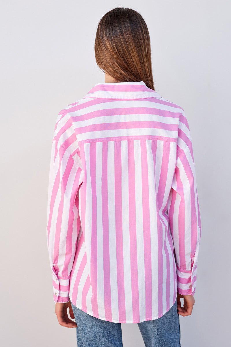 Sundry Candy Striped Button Down in Magenta