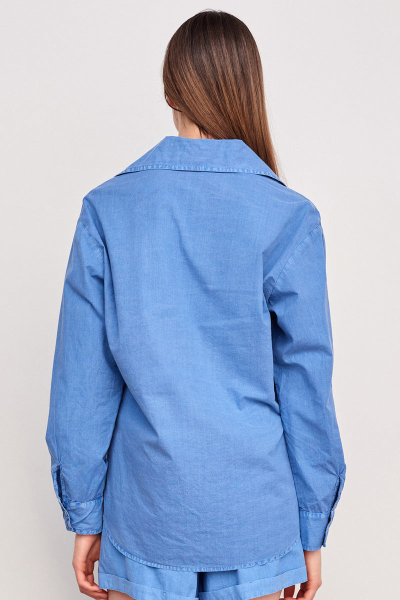 Sundry Voile Button Down in Pigment Azure