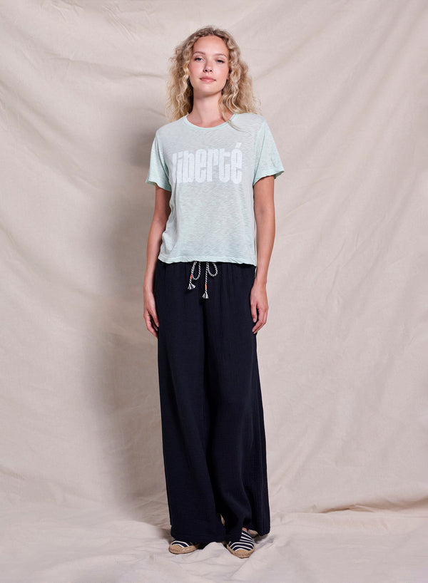 Sundry Liberte Short Sleeve Boxy Crew Tee in Sheer Blue