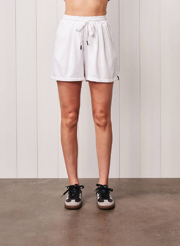 Softest Fleece Pleated Short in White
