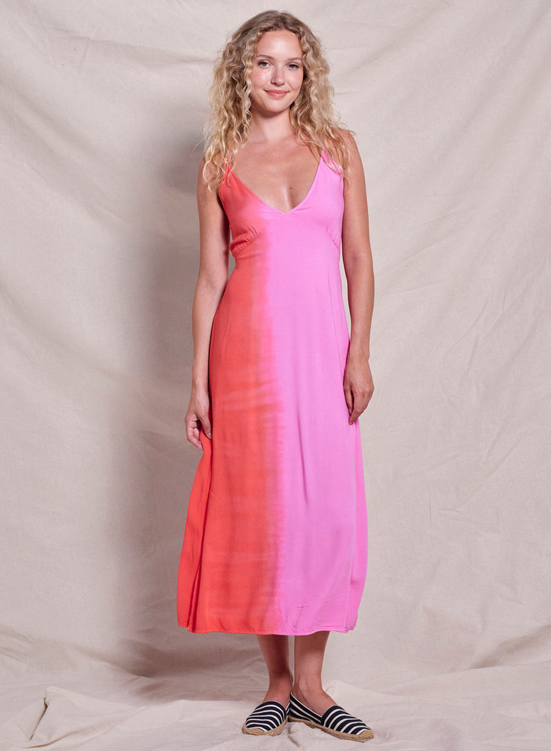 Sundry Midi Tie Back Dress in Dark Raspberry