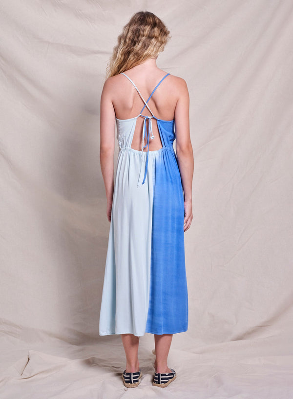 Sundry Midi Tie Back Dress in Lagoon Blue