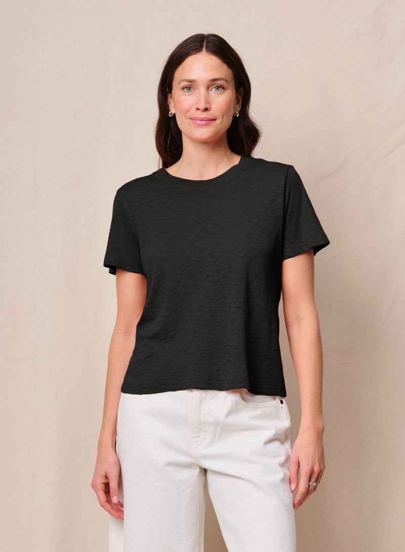 Supima Slub Jersey Short Sleeve Crew in Black