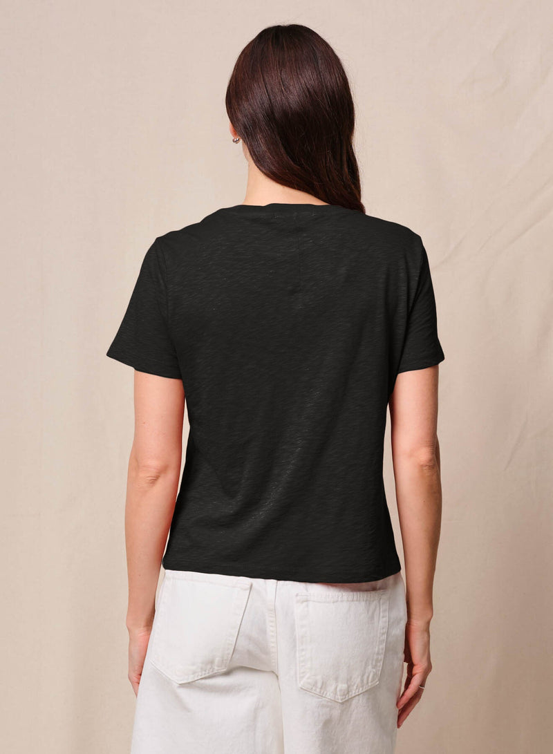 Supima Slub Jersey Short Sleeve Crew in Black