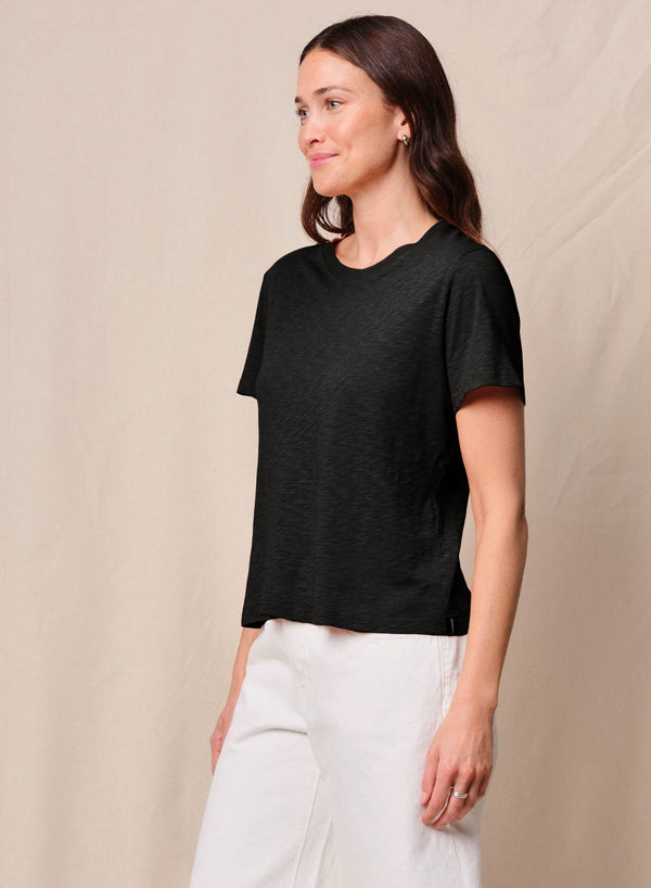 Supima Slub Jersey Short Sleeve Crew in Black
