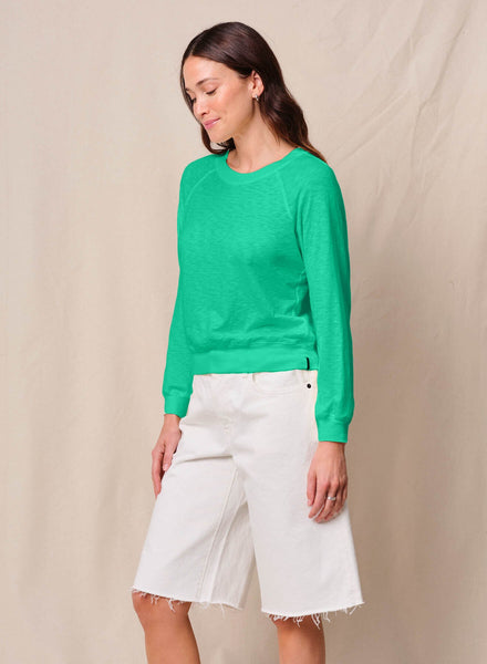 Supima Slub Jersey Raglan Sweatshirt Tee in Kelly Green | Bailey/44
