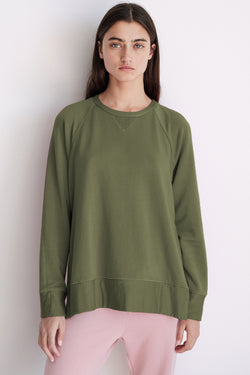 Stateside Softest Fleece Raglan Side Slit Sweatshirt in Seaweed