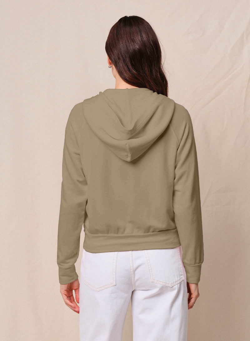 Softest Fleece Raglan Hood Zip Up in Bay Leaf