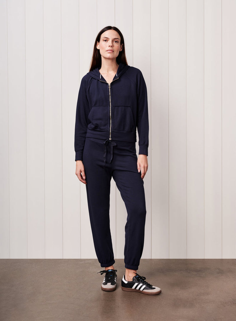 Softest Fleece Raglan Hood Zip Up in New Navy