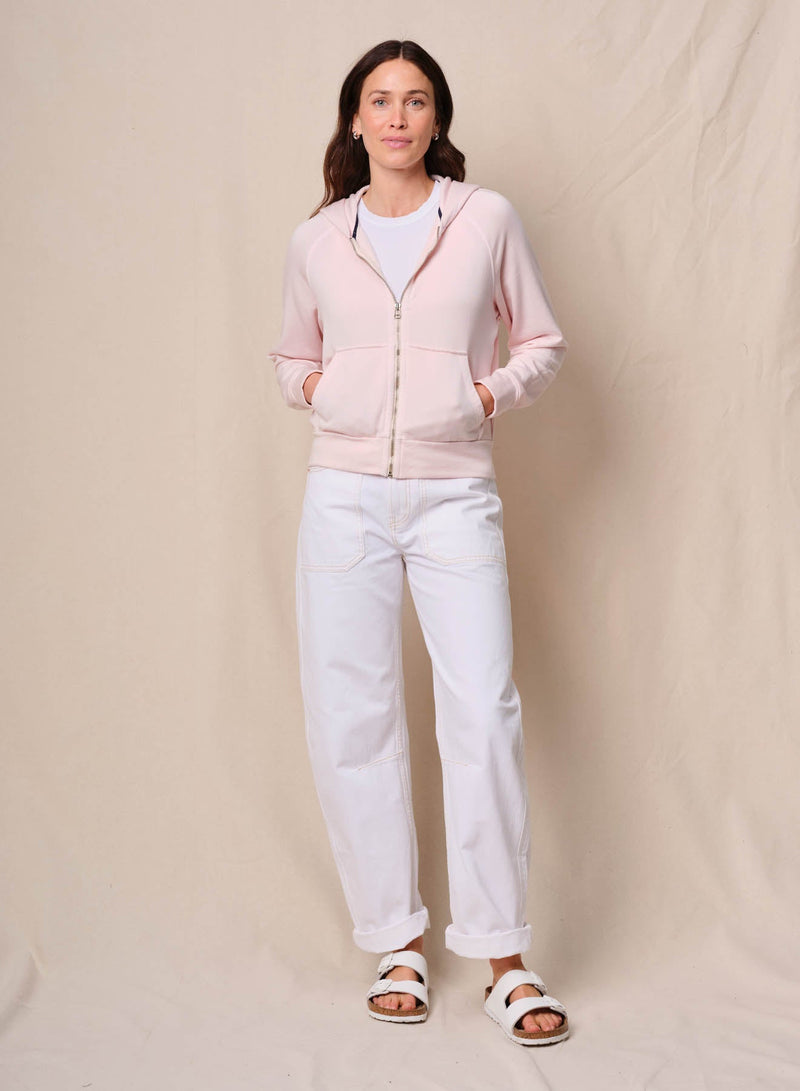 Softest Fleece Raglan Hood Zip Up in Softest Pink