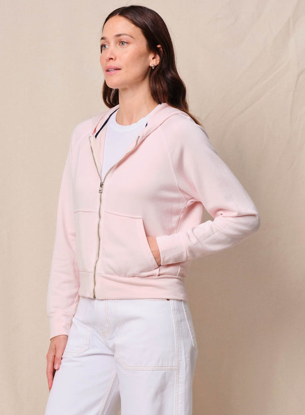 Softest Fleece Raglan Hood Zip Up in Softest Pink
