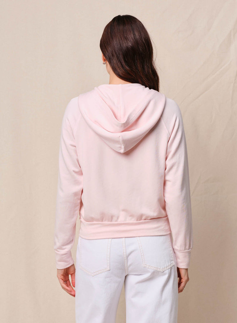 Softest Fleece Raglan Hood Zip Up in Softest Pink