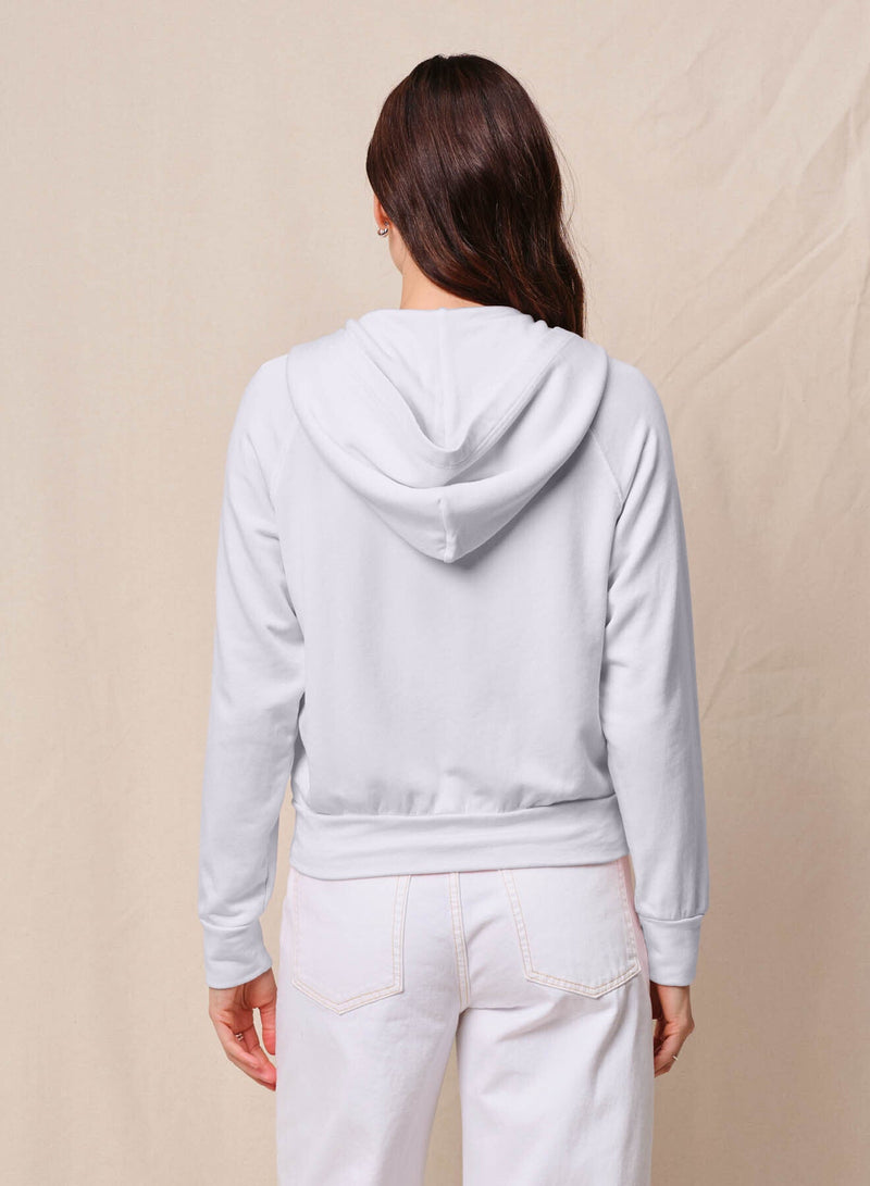Softest Fleece Raglan Hood Zip Up in White