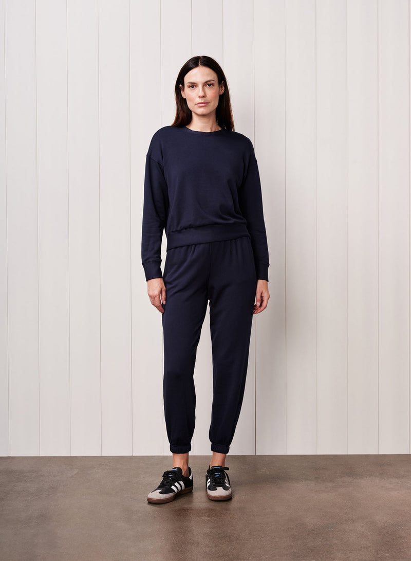 Softest Fleece Crewneck Pullover in New Navy