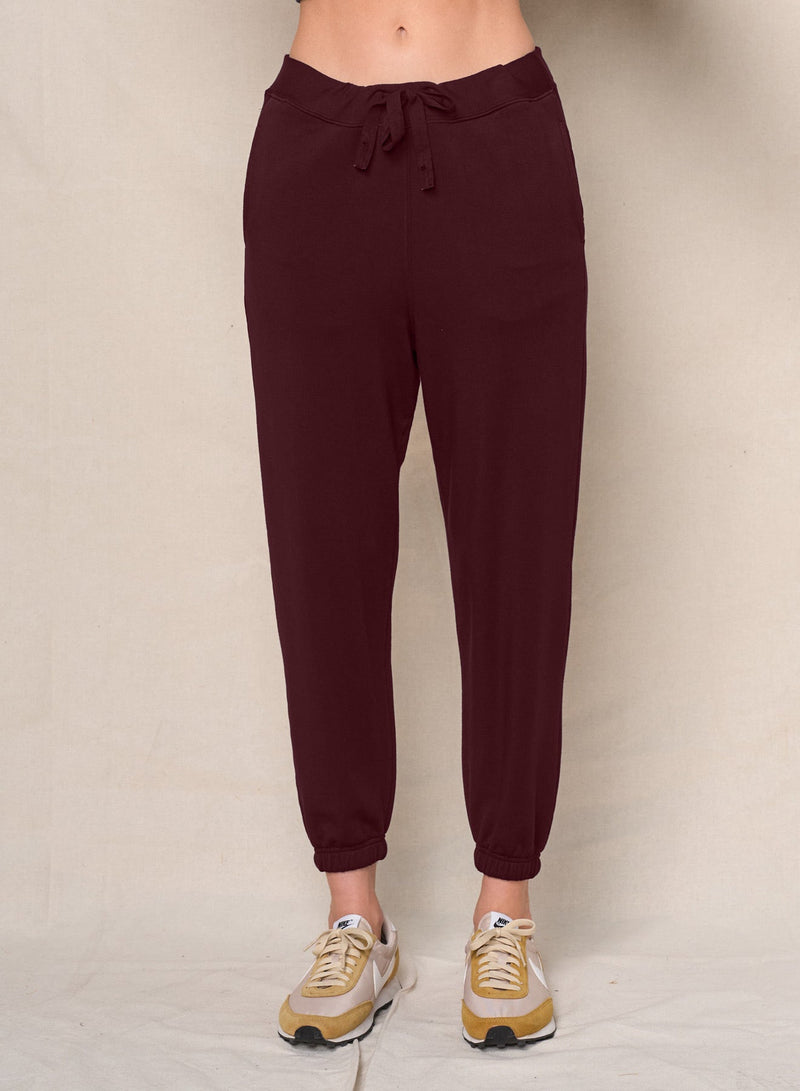 Softest Fleece Sweatpants With Pockets in Cabernet