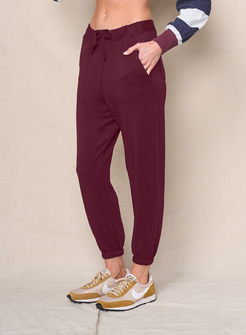 Softest Fleece Sweatpants With Pockets in Cabernet