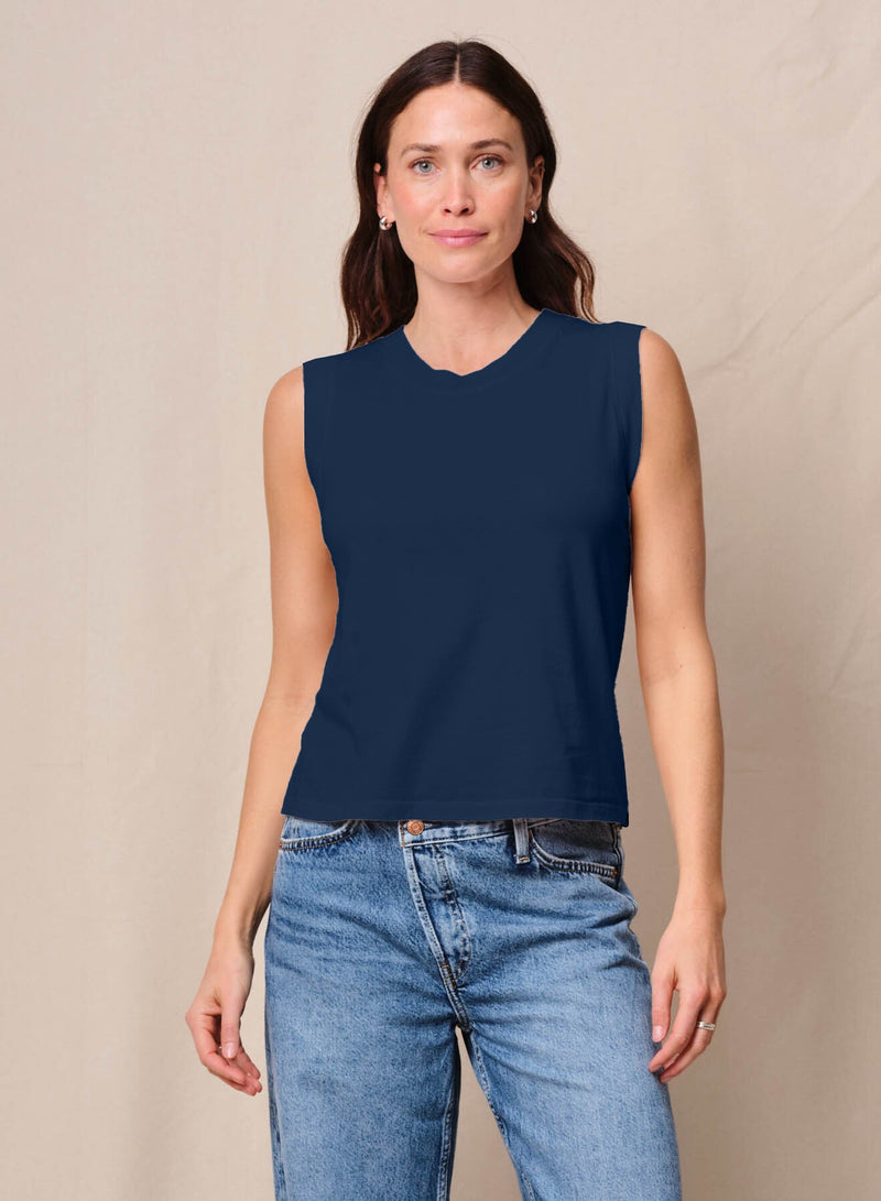 Cloud Jersey Muscle Tank in New Navy