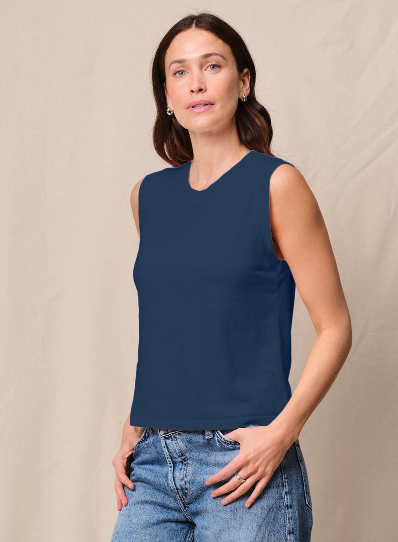 Cloud Jersey Muscle Tank in New Navy