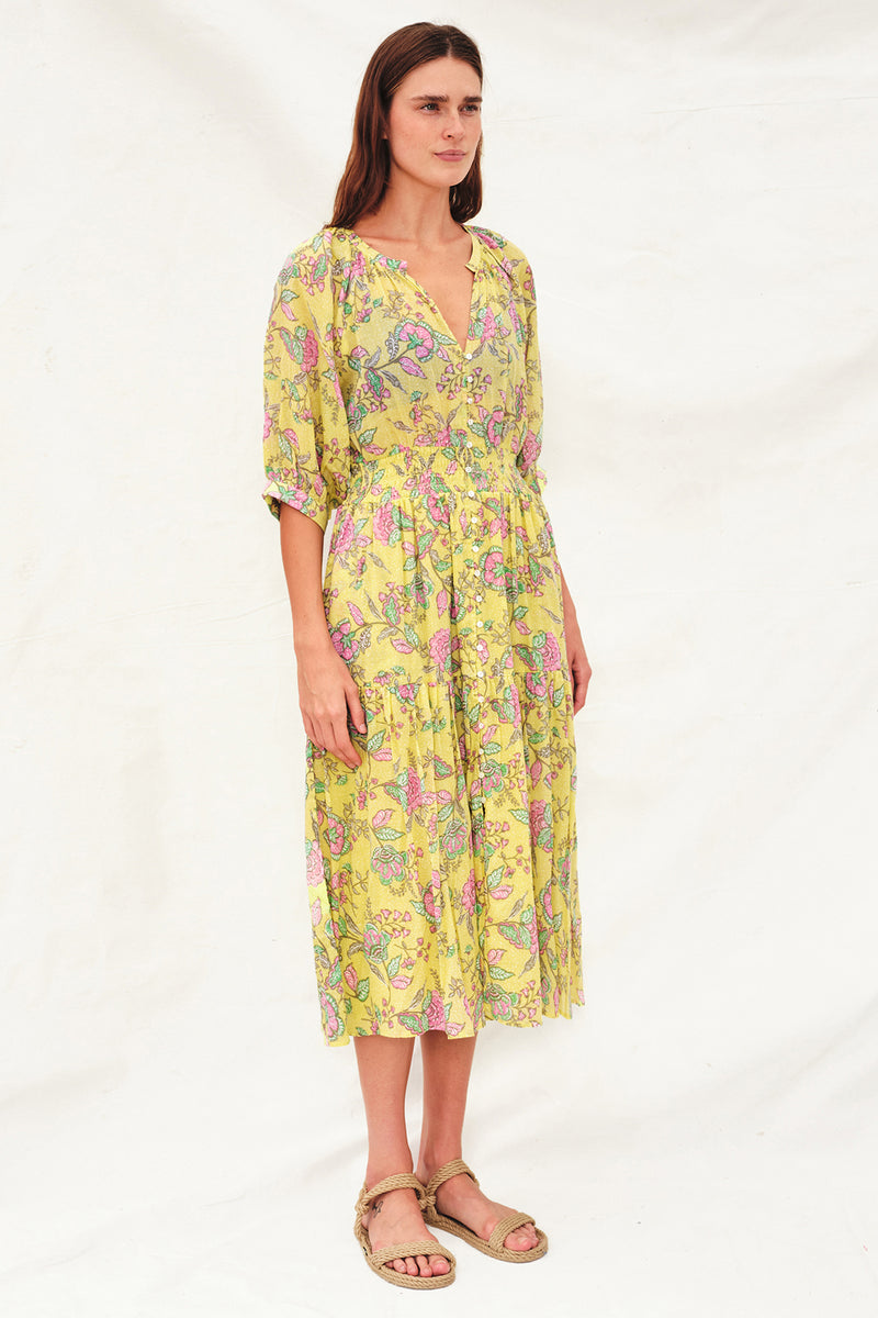 Sundry Button Down Midi Dress in Felicity Floral - 3/4 right view