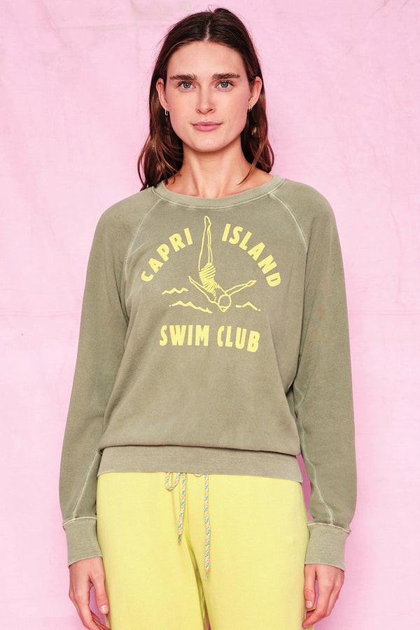 Sundry Swim Club Crewneck Sweatshirt in Pigment Cactus