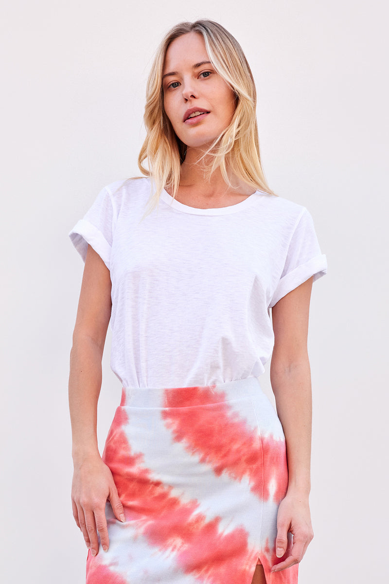 Sundry Rolled Sleeve Tee in Optic White