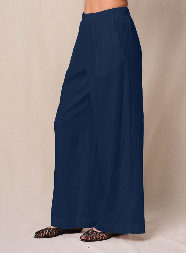Linen Pull-On Trouser in New Navy