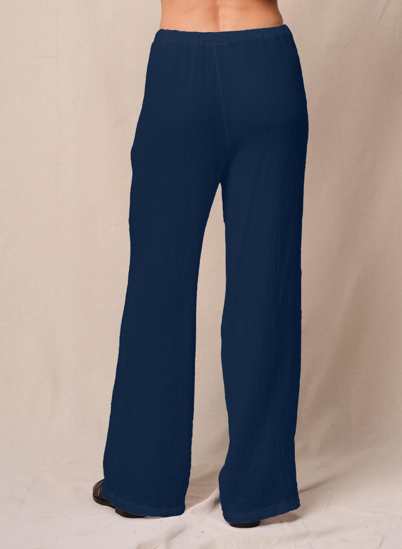 Gauze Drawstring Pant in New Navy