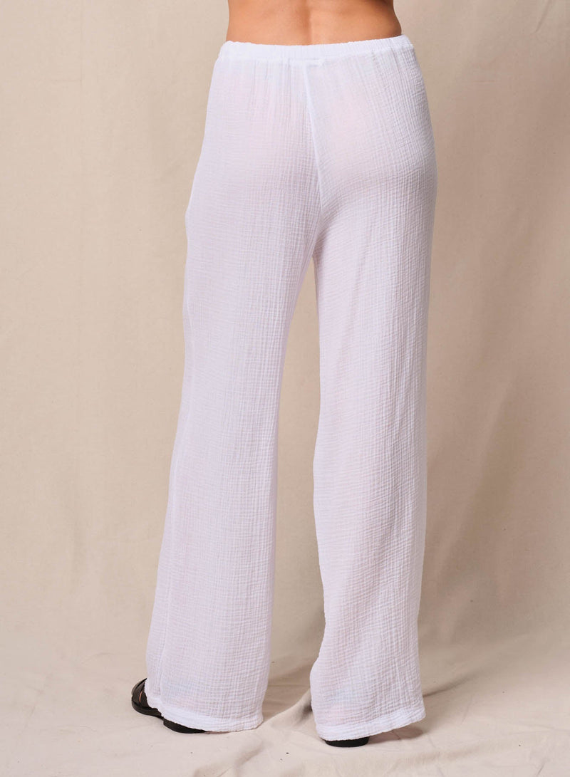 Gauze Drawstring Pant in White